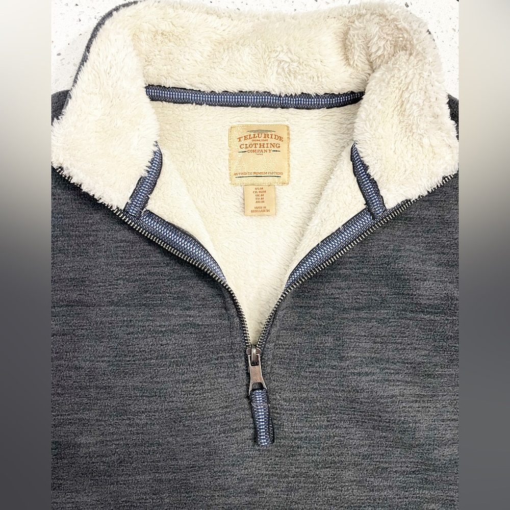 Telluride Clothing Co Mens Sweatshirt Medium Sherpa CHARCOAL 1/4 Zip Pullover - Picture 3 of 6